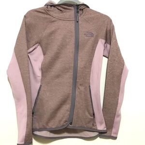 The North Face Arcata Asymmetrical Zip Fleece Lined Rose Pink Hooded Jacket